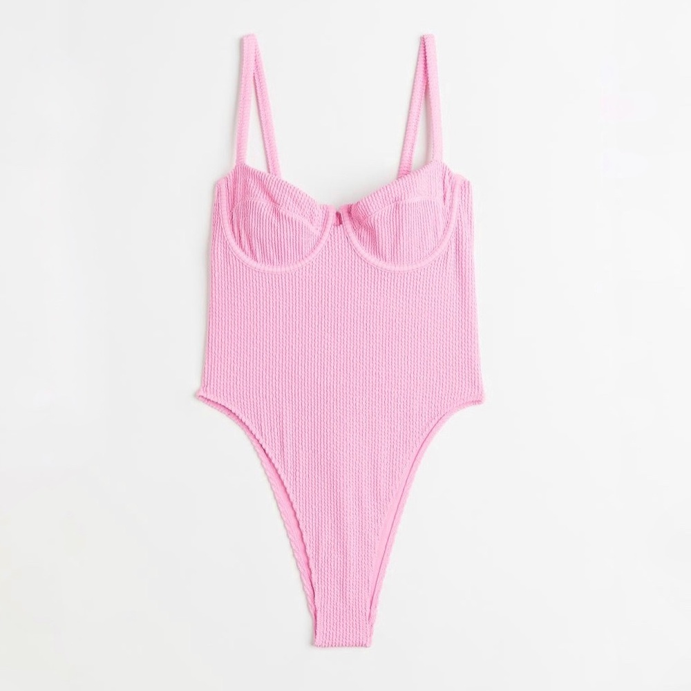 H&M Pink Textured One-Piece Swimsuit
